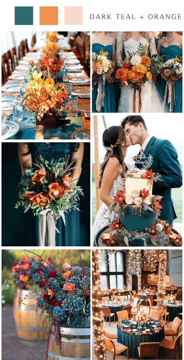 country chic teal and orange wedding color ideas