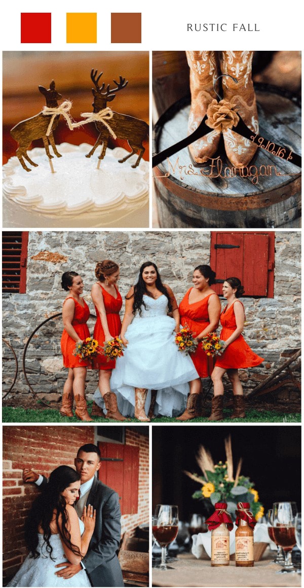 fall country barn wedding color palettes