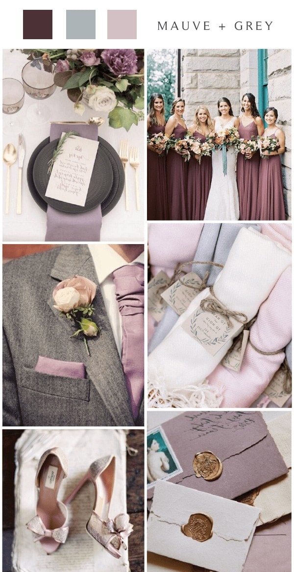 fall mauve and grey wedding color ideas
