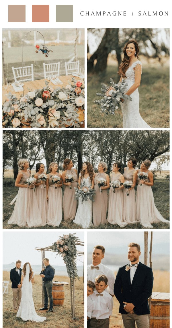 outdoor october wedding champagne salmon wedding color ideas #wedding #weddingcolors #weddingideas #fallwedding