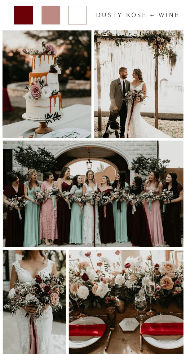outdoor october wedding dusty rose wine wedding color ideas #wedding #weddingcolors #weddingideas #fallwedding