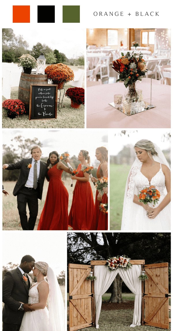outdoor october wedding orange black wedding color ideas #wedding #weddingcolors #weddingideas #fallwedding