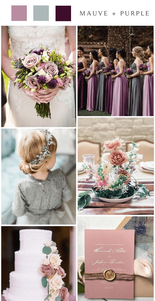 purple mauve and grey wedding color ideas