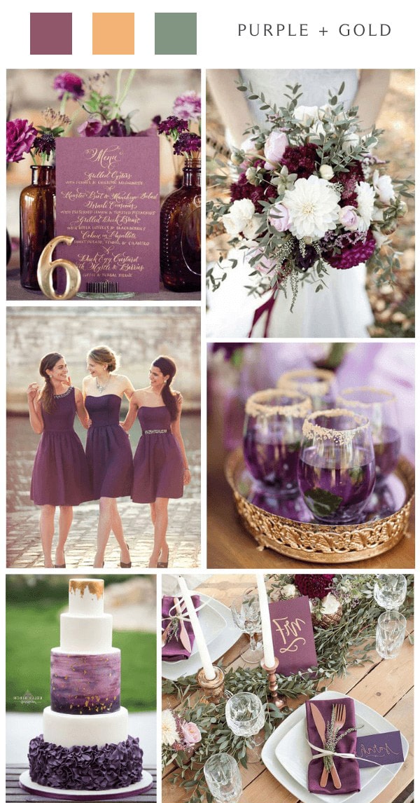rustic country purple gold wedding color ideas