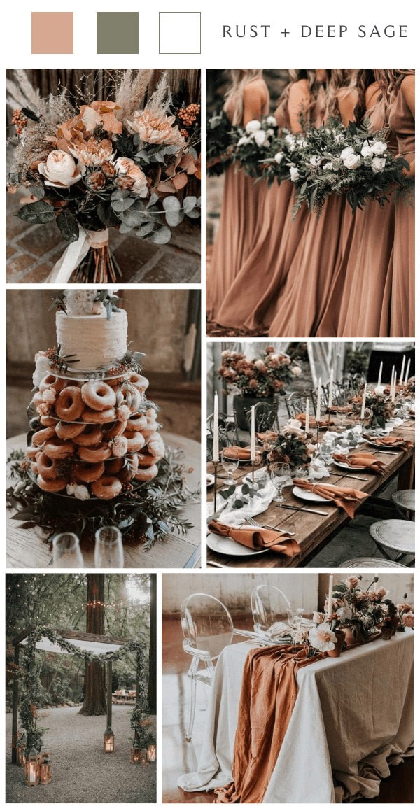 rustic country rust green wedding color ideas