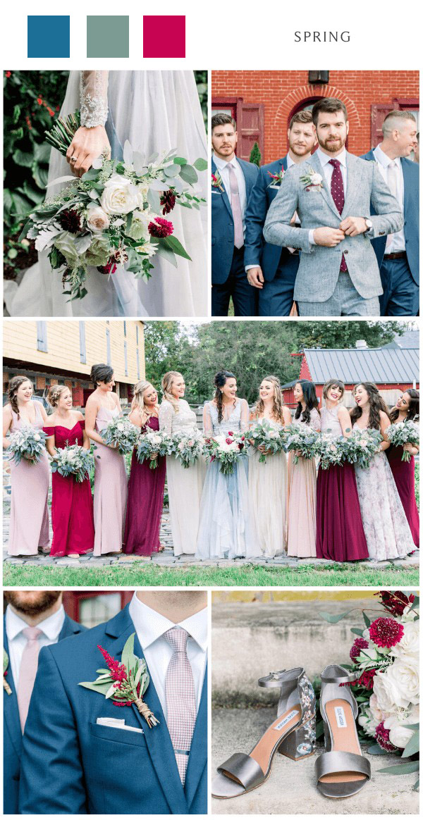 spring country barn wedding color palettes