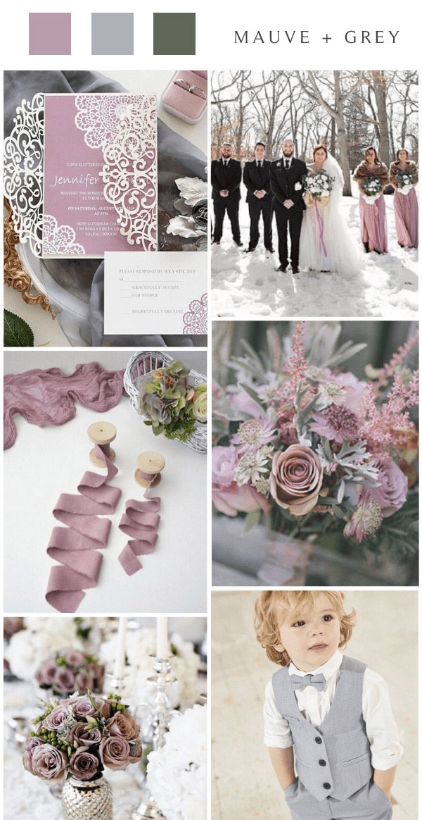 winter mauve and grey wedding color ideas