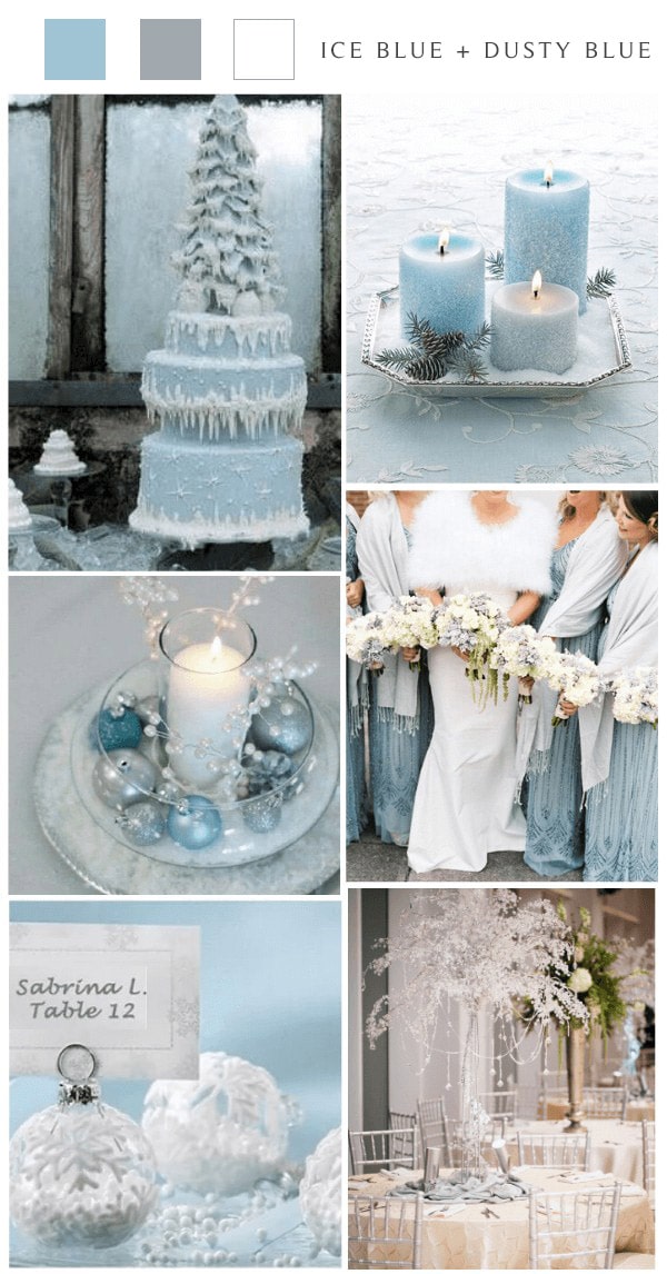 winter wonderland ice blue dusty blue wedding color ideas