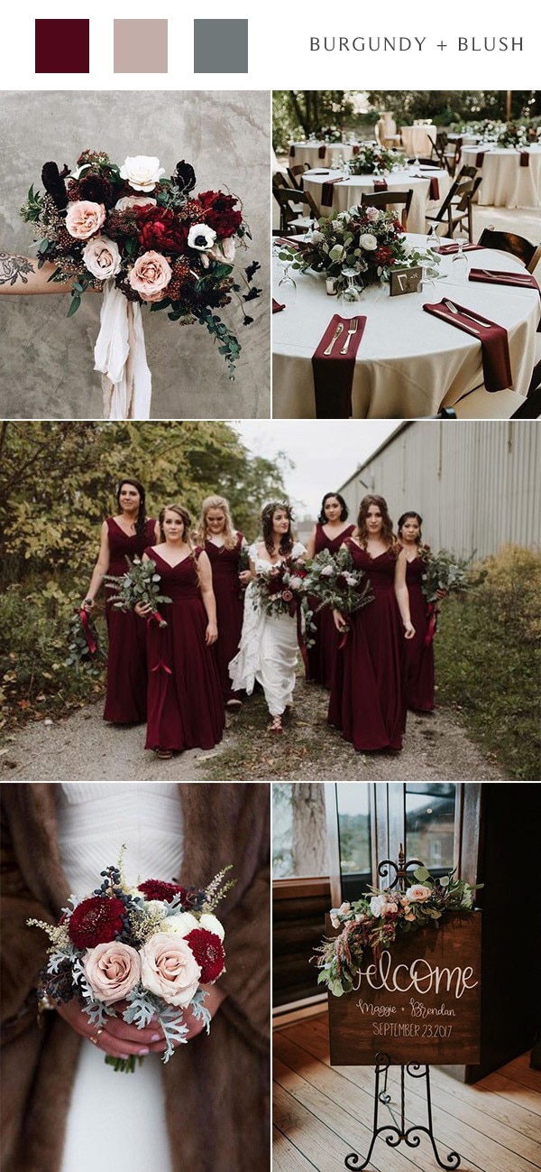 burgundy and blush wedding color ideas #wedding #weddingcolors #winterwedding 
