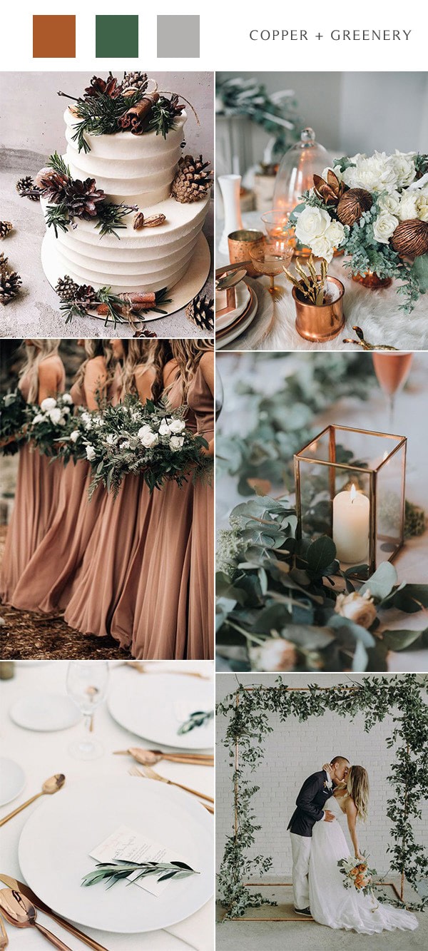 copper and greenery winter wedding color ideas