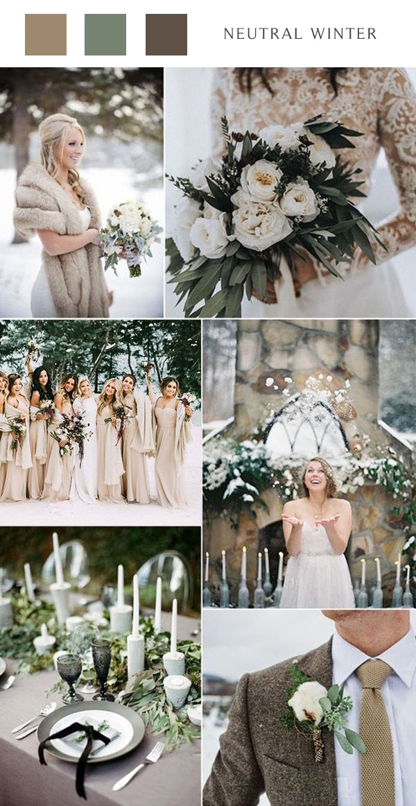 neutral winter wedding color ideas #wedding #weddingcolors #winterwedding 