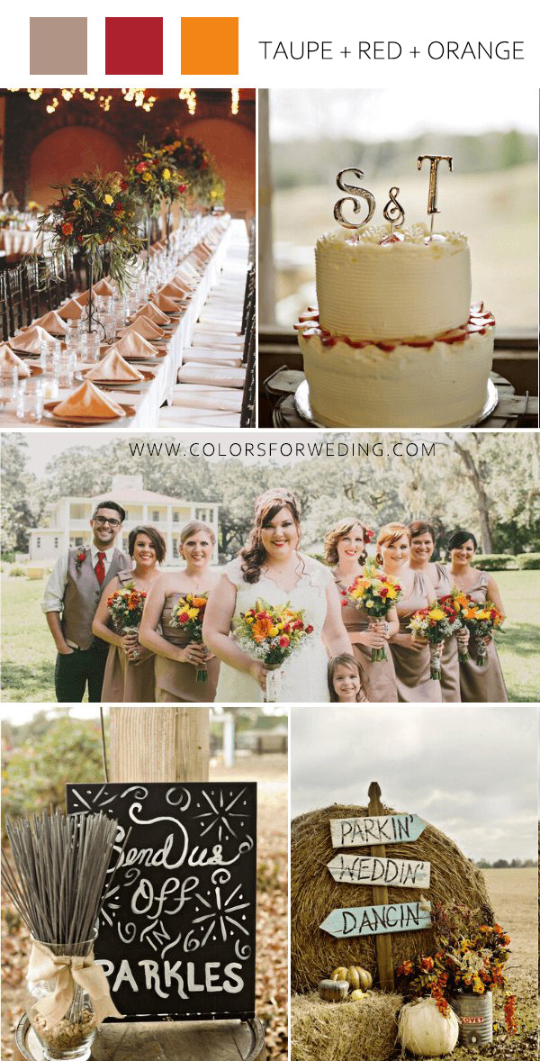 october wedding color combos taupe red orange