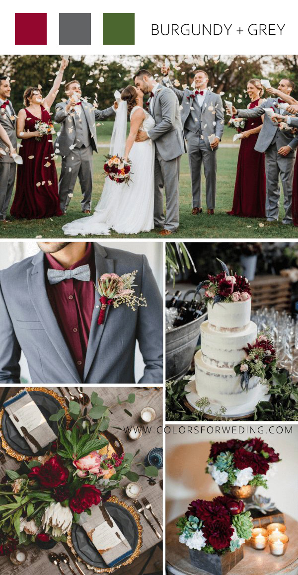 october wedding colors burgundy and grey