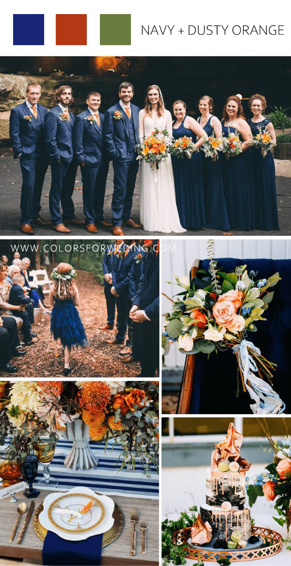october wedding colors navy blue and dusty orange