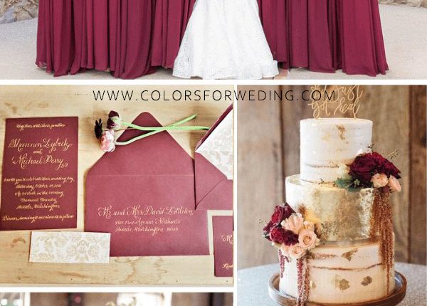 october wedding colors wine and gold