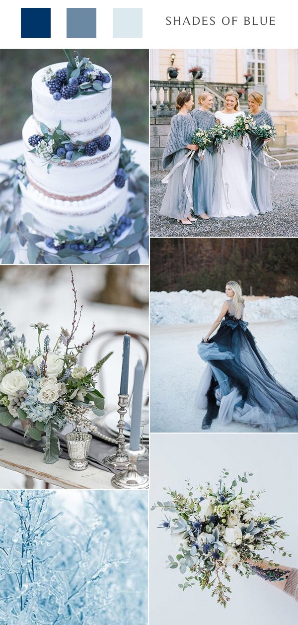shades of blue winter wedding color ideas