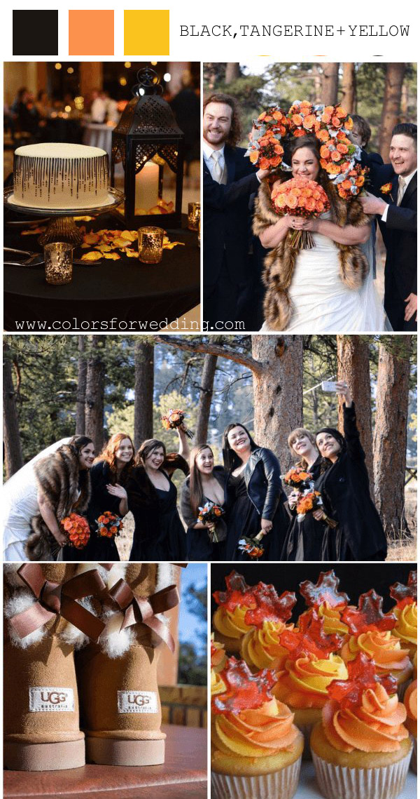 black tangerine and yellow february wedding colors