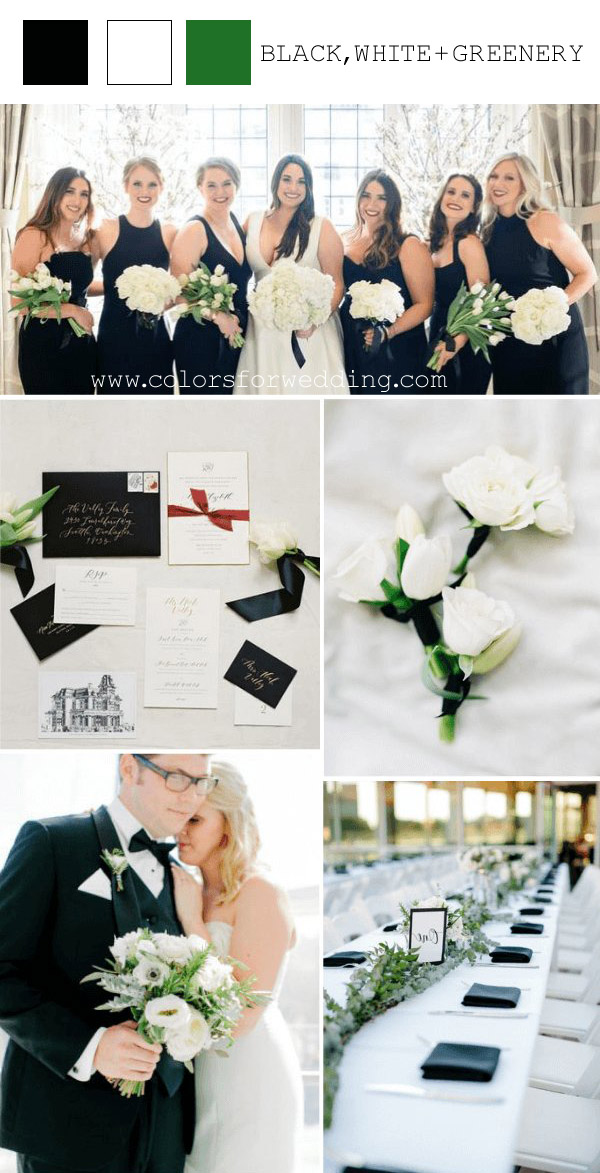 black white december wedding color ideas