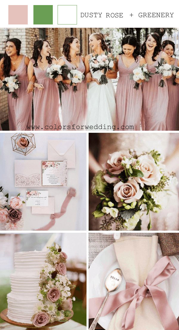 dusty rose and greenery spring wedding color ideas
