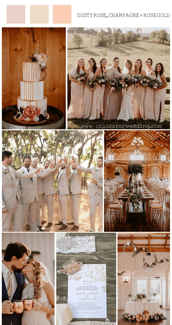 dusty rose champagne and rose gold april wedding colors