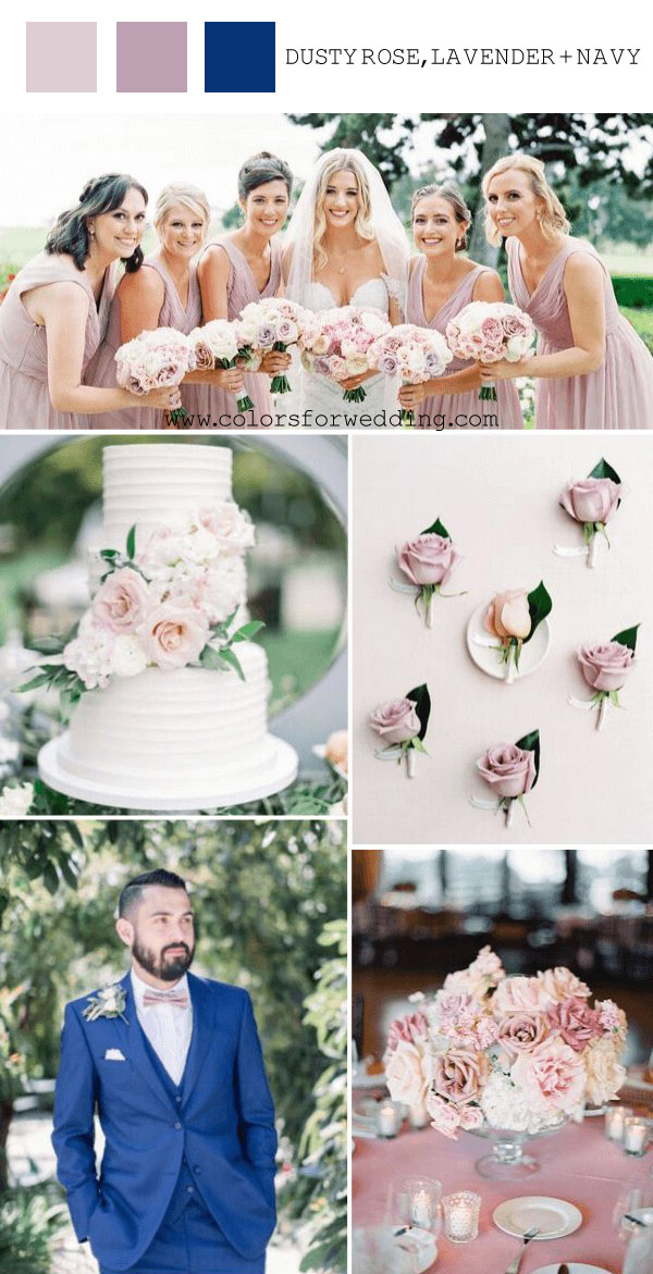 dusty rose lavender navy march wedding color ideas