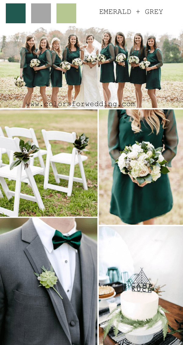 emerlad green grey december wedding color ideas