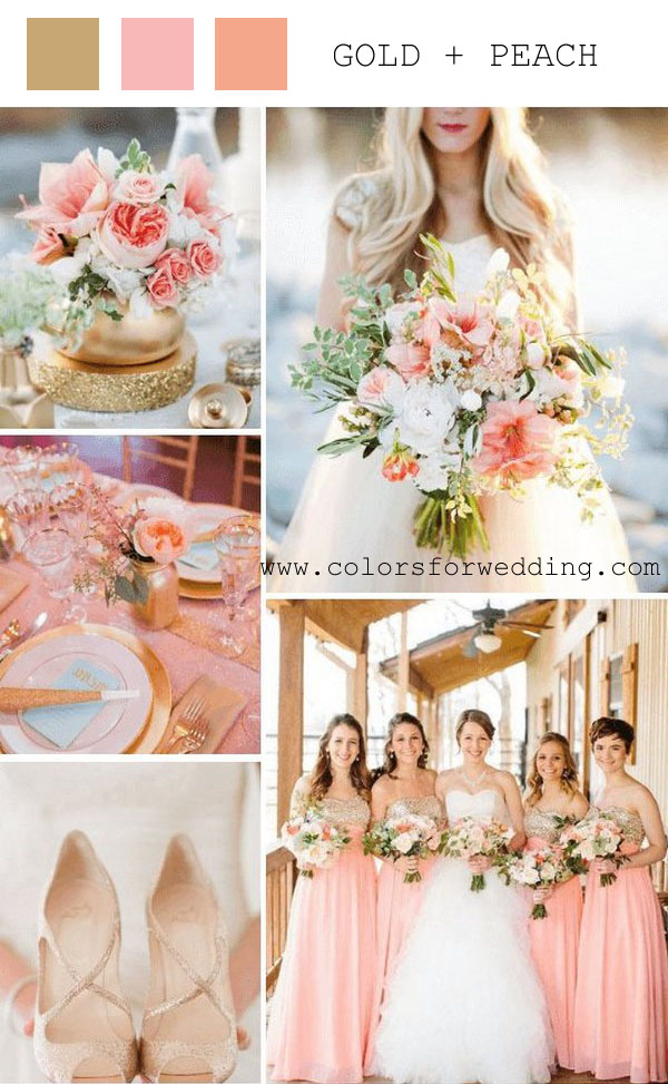 gold peach spring wedding color combos