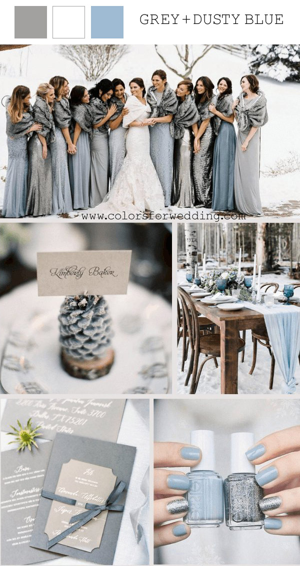 grey and dusty blue january wedding colors