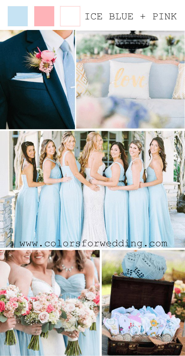 ice blue and pink spring wedding color ideas