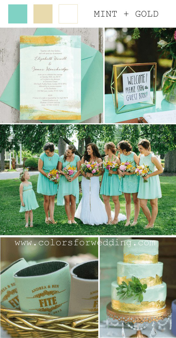 mint green and gold spring wedding color ideas