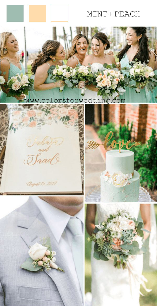 mint peach May wedding colors