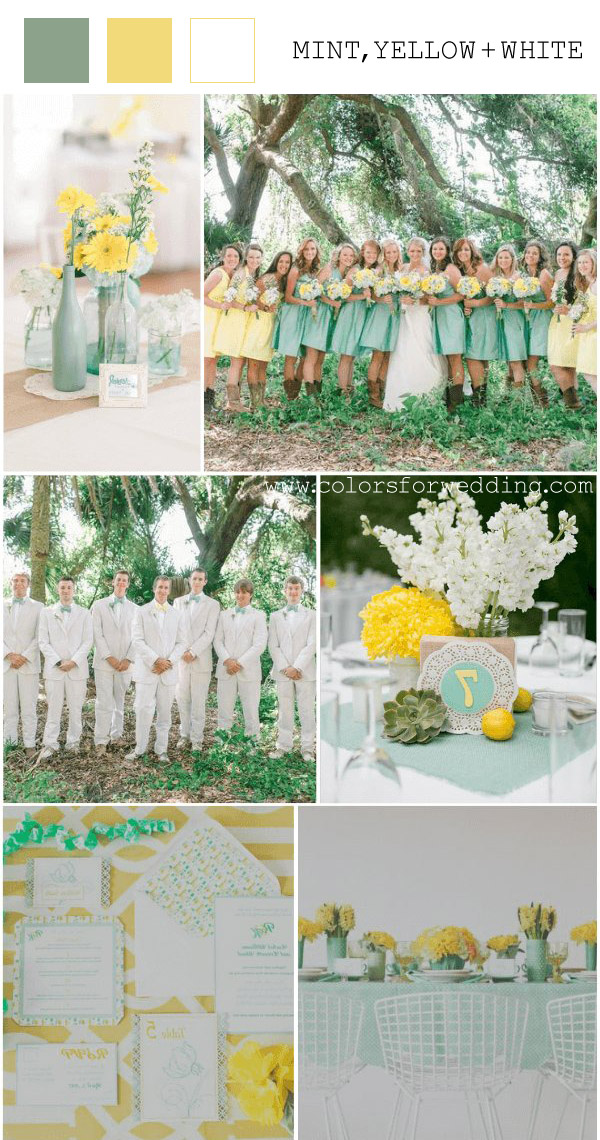 mint yellow and white april wedding colors