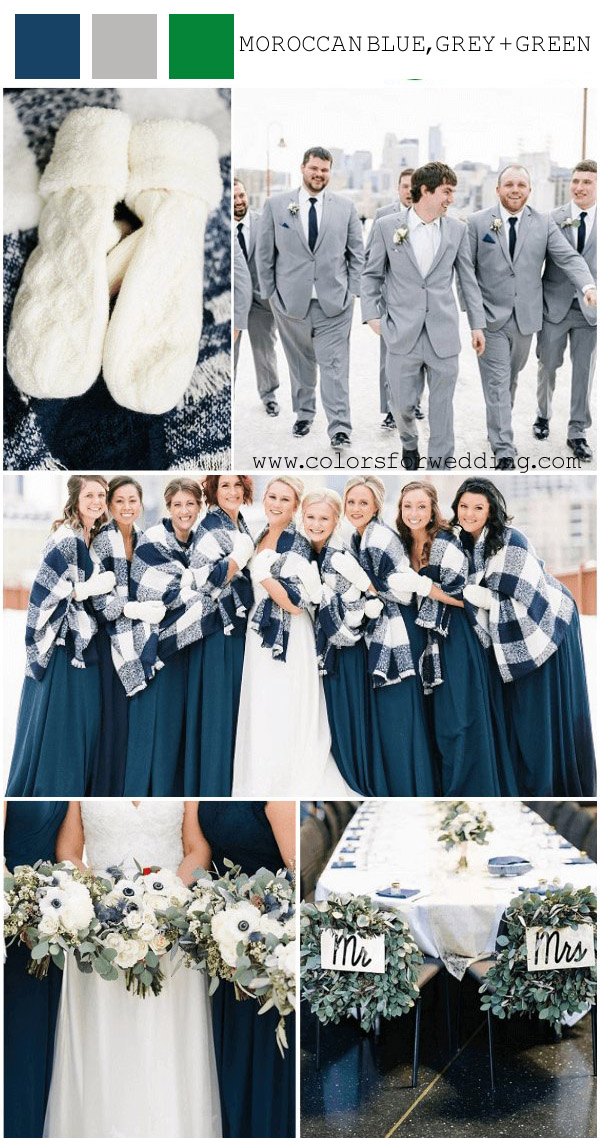 moroccan blue grey and greenery february wedding colors
