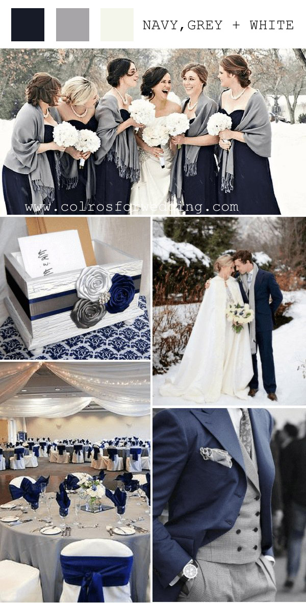 navy gray white december wedding color ideas