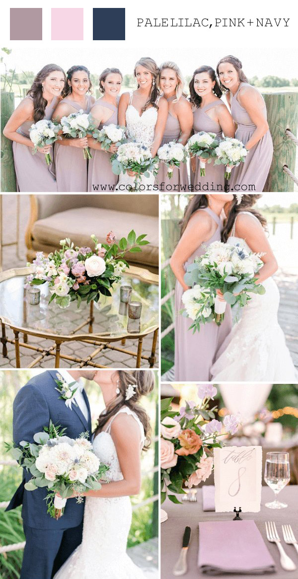pale lilac pink navy May wedding color palettes