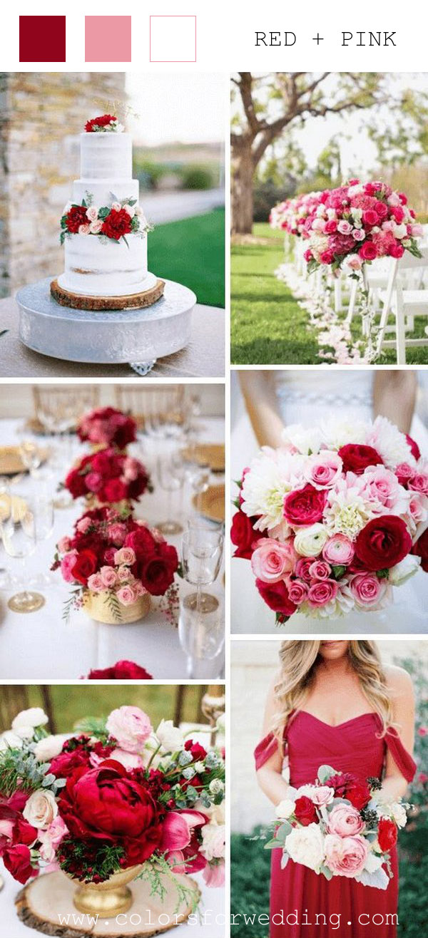 red and pink spring wedding color ideas