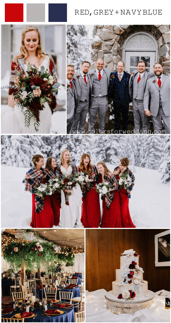 red grey and navy blue february wedding colors
