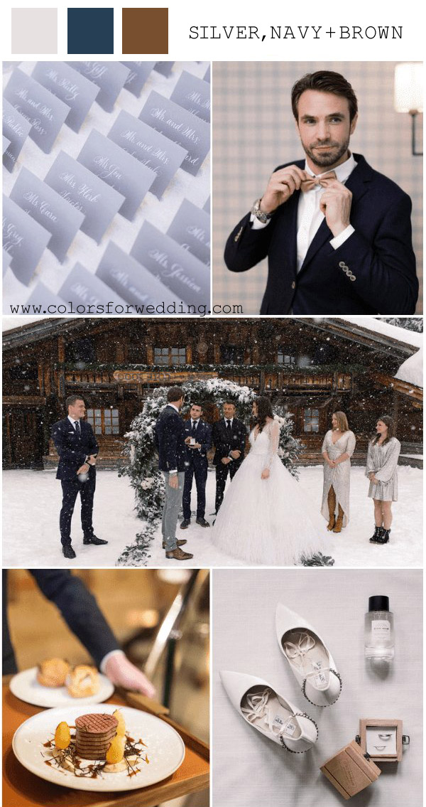 silver navy blue and brown february wedding colors