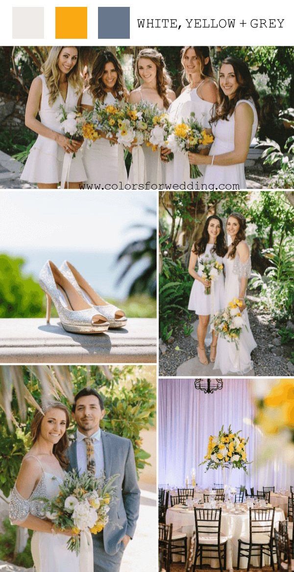 white yellow grey May wedding color palettes