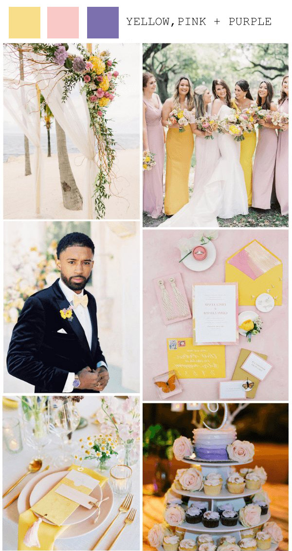 yellow pink purple spring wedding color ideas
