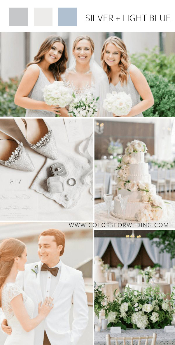 august wedding color palettes silver ivory light blue