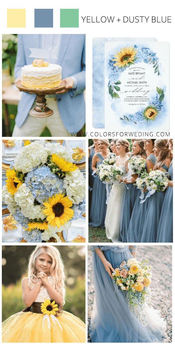 august wedding colors yellow and dusty blue