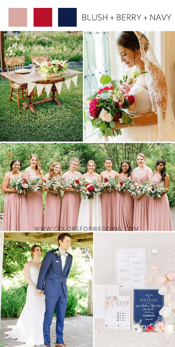 blush berry navy july wedding color palettes