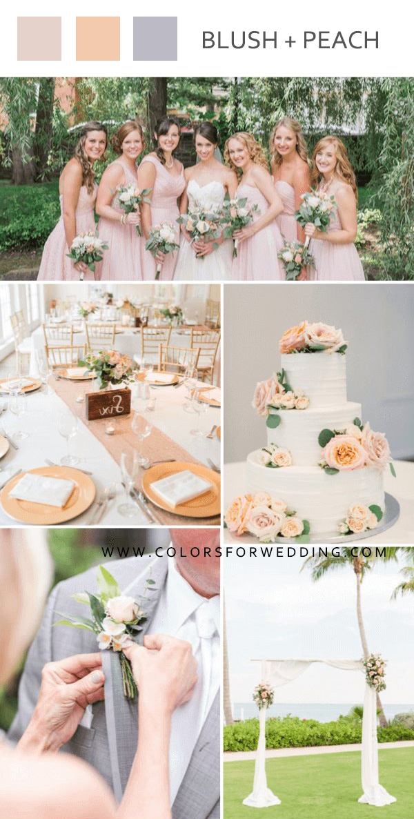 blush peach grey june wedding color palettes ideas