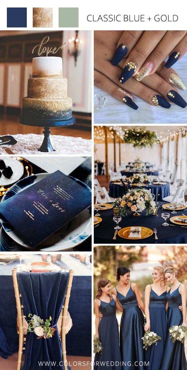 classic blue and gold wedding color idea