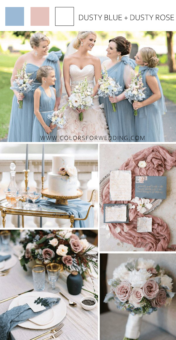 dusty blue and dusty rose fall september wedding colors