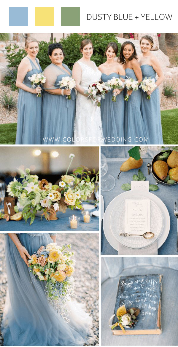dusty blue and yellow fall september wedding colors