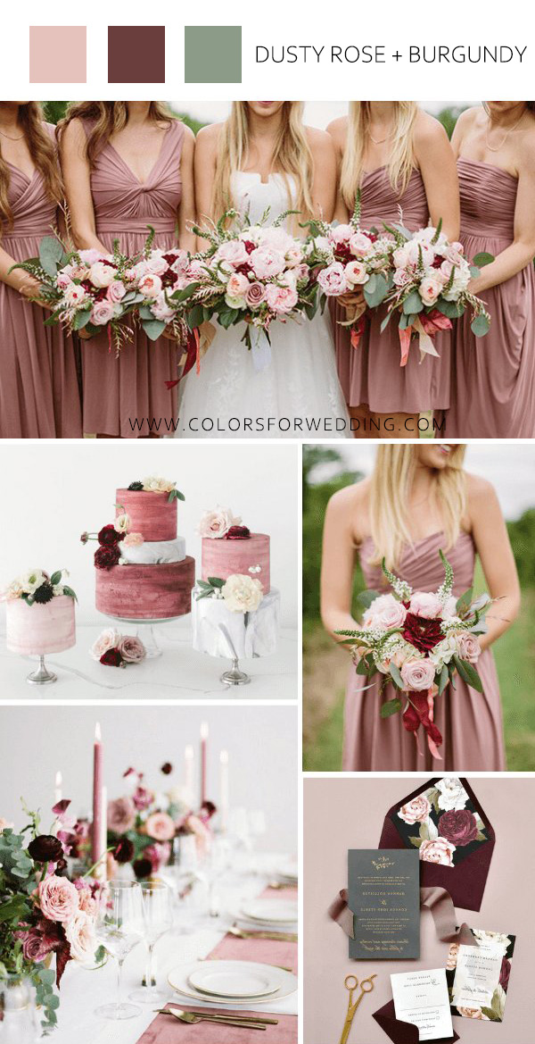 dusty rose and burgundy fall september wedding colors
