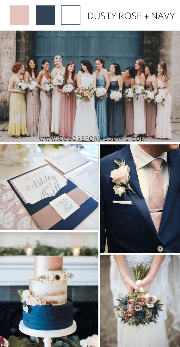 dusty rose and navy fall september wedding colors
