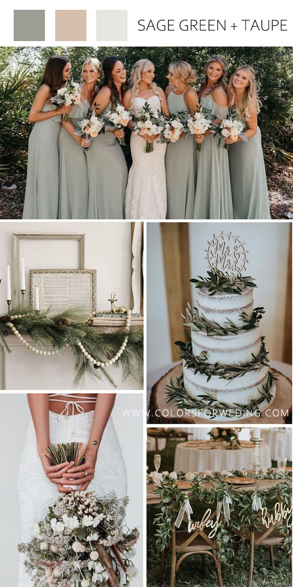 greenery and taupe wedding color idea